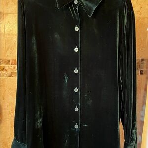 Jacqueline Ferrar Velvet Blouse in Deep Green